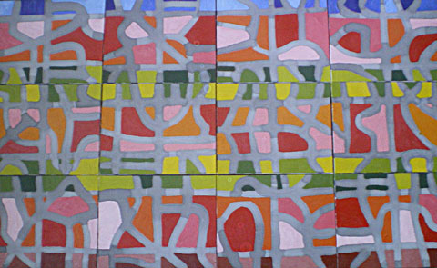 Grafik: Garden Green II, Mischtechnik auf Leinwand, 90x160 cm